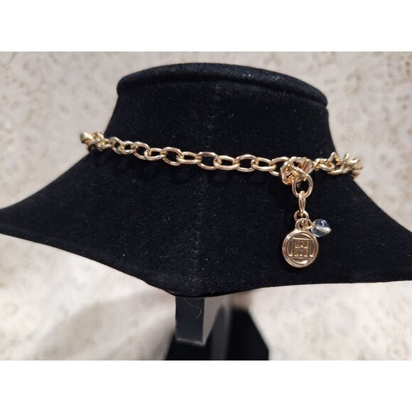 EUC Dana Buchman Gold-tone Red & Black Enamel Floral Rinestone Statement Necklac - Picture 3 of 4